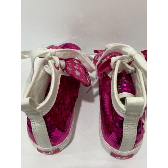 Jojo Siwa little girl high Hi top hot pink tennis shoes with pink bows size 2 - Picture 6 of 8